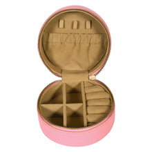 Load image into Gallery viewer, Sassora Premium Genuine Leather Circular Travel Jewelry Box Organizer