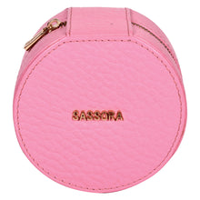 Load image into Gallery viewer, Sassora Premium Genuine Leather Circular Travel Jewelry Box Organizer