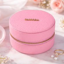 Load image into Gallery viewer, Sassora Premium Genuine Leather Circular Travel Jewelry Box Organizer