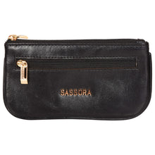 Load image into Gallery viewer, Sassora Genuine Leather Small Black Unisex Key Pouch