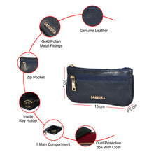 Load image into Gallery viewer, Sassora Genuine Leather Small Unisex Key Case Pouch