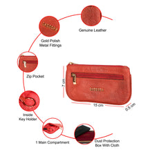 Load image into Gallery viewer, Sassora Genuine Leather Small Red Unisex Keycase pouch