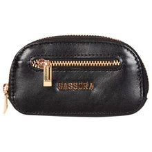 Load image into Gallery viewer, Sassora Genuine Leather Unisex Black Key Case with Gold Polish Fittings