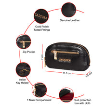Load image into Gallery viewer, Sassora Genuine Leather Unisex Black Key Case with Gold Polish Fittings