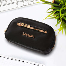 Load image into Gallery viewer, Sassora Genuine Leather Unisex Black Key Case with Gold Polish Fittings