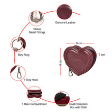 Load image into Gallery viewer, Sassora Premium Genuine Leather Heart-Shaped Key Case Pouch with Dog Hook & Key Ring