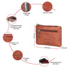 Load image into Gallery viewer, Sassora Premium Leather Pouch – Genuine Leather with Key Holder & Zip Closure