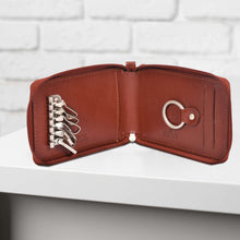 Load image into Gallery viewer, Sassora Premium Leather Unisex Zip Closure Multi Key Pouch