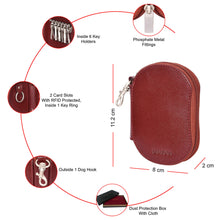 Load image into Gallery viewer, Sassora Premium Leather Unisex Oval Shape Multi Key Pouch