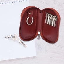 Load image into Gallery viewer, Sassora Premium Leather Unisex Oval Shape Multi Key Pouch