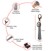 Load image into Gallery viewer, Sassora Premium Genuine Leather Tassel Fringe Keychain Gift Set - Pack Of 2