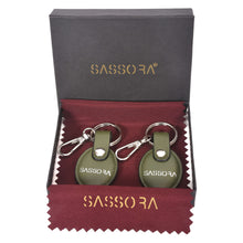 Load image into Gallery viewer, Sassora Premium Leather Round Shape Key Chain Gift Set - Pack Of 2