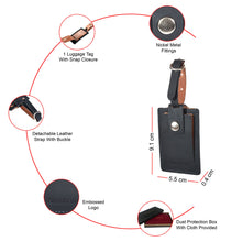 Load image into Gallery viewer, Sassora Premium Genuine Leather Luggage Tag with Privacy Flap & Detachable Buckle Strap