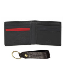 Load image into Gallery viewer, Sassora Genuine Leather Black & Red Men's Wallet and Keyring Gift Combo Set (Pack Of 2)