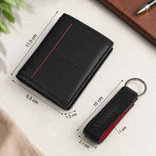 Load image into Gallery viewer, Sassora Genuine Leather Men's Wallet, Keyring and Rakhi with Roli & Chawal Gift Set (Pack Of 3)