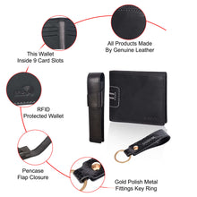 Load image into Gallery viewer, Sassora Premium Leather Men's Wallet, Keychain & Pen Case Combo For Every Occasion (Pack Of 3)
