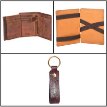 Load image into Gallery viewer, Sassora Premium Leather Valentine Gift Combo Of Wallet, key ring & card holder for boys (Pack Of 3)