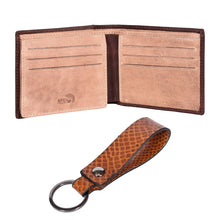 Load image into Gallery viewer, Sassora Genuine Leather Brown Wallet & Multicolor Keyring Gift Combo Set (Pack Of 2)