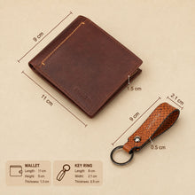 Load image into Gallery viewer, Sassora Genuine Leather Brown Wallet & Multicolor Keyring Gift Combo Set (Pack Of 2)