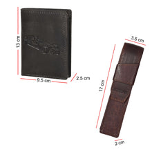 Load image into Gallery viewer, Sassora Raksha Bandhan Gift Combo – RFID Black Wallet & Brown Pen Case for Brother
