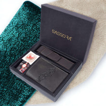 Load image into Gallery viewer, Sassora Raksha Bandhan Gift Combo – RFID Black Wallet & Brown Pen Case for Brother