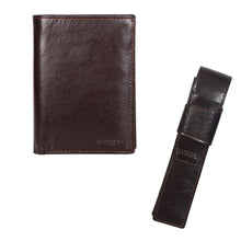 Load image into Gallery viewer, Sassora Raksha Bandhan Gift Combo – Dark Brown RFID Wallet & Pen Case for Brother