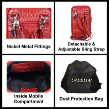 Load image into Gallery viewer, Sassora Genuine Leather iPhone Max Size Compatible Mobile Sling Bag