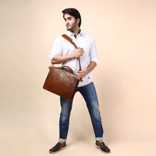 Load image into Gallery viewer, Sassora Premium Leather Office Messenger Bag
