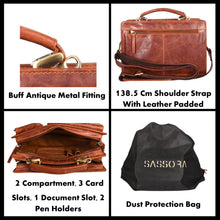Load image into Gallery viewer, Sassora Premium Leather Unisex Small Messenger Bag