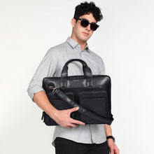 Load image into Gallery viewer, SASSORA Genuine Leather Messenger Bag for Men | 17 Inch Laptop Sleeve | Multiple Zip Compartments | Office & Travel Briefcase