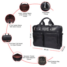 Load image into Gallery viewer, SASSORA Genuine Leather Messenger Bag for Men | 17 Inch Laptop Sleeve | Multiple Zip Compartments | Office & Travel Briefcase