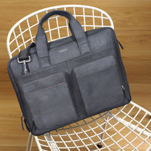 Load image into Gallery viewer, SASSORA Genuine Leather Messenger Bag for Men | 17 Inch Laptop Sleeve | Multiple Zip Compartments | Office & Travel Briefcase | Grey