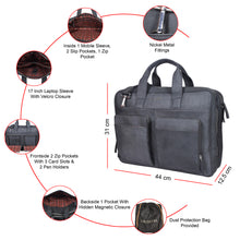 Load image into Gallery viewer, SASSORA Genuine Leather Messenger Bag for Men | 17 Inch Laptop Sleeve | Multiple Zip Compartments | Office & Travel Briefcase | Grey