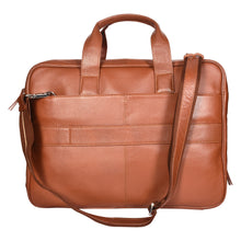 Load image into Gallery viewer, SASSORA Genuine Leather Messenger Bag for Men | 17 Inch Laptop Sleeve | Multiple Zip Compartments | Office & Travel Briefcase | Tan
