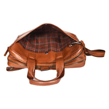 Load image into Gallery viewer, SASSORA Genuine Leather Messenger Bag for Men | 17 Inch Laptop Sleeve | Multiple Zip Compartments | Office & Travel Briefcase | Tan