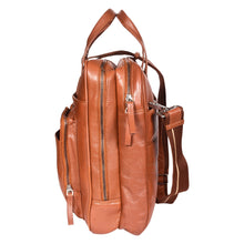 Load image into Gallery viewer, SASSORA Genuine Leather Messenger Bag for Men | 17 Inch Laptop Sleeve | Multiple Zip Compartments | Office & Travel Briefcase | Tan