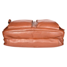 Load image into Gallery viewer, SASSORA Genuine Leather Messenger Bag for Men | 17 Inch Laptop Sleeve | Multiple Zip Compartments | Office & Travel Briefcase | Tan