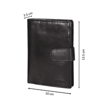 Load image into Gallery viewer, Sassora Genuine Leather Black RFID Large Notecase (12 Card Slots)