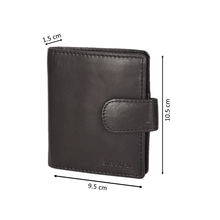 Load image into Gallery viewer, Sassora Genuine Leather Black RFID Protected Snap Closure Notecase