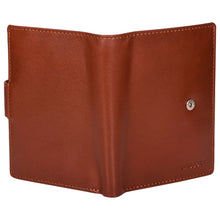 Load image into Gallery viewer, Sassora Genuine Leather Brown RFID Button Closure Large Notecase