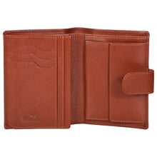 Load image into Gallery viewer, Sassora Genuine Leather Brown RFID Button Closure Large Notecase