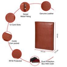 Load image into Gallery viewer, Sassora Genuine Leather Brown RFID Protected Large Bi-Fold Notecase
