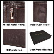 Load image into Gallery viewer, Sassora Genuine Leather Dark Brown RFID Protected Large Notecase