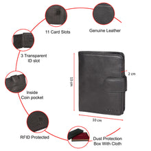 Load image into Gallery viewer, Sassora Premium Leather Black RFID Large Notecase with 11 Card Slots