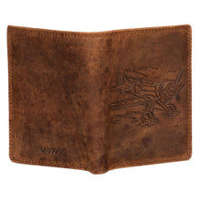 Load image into Gallery viewer, Sassora Genuine Leather RFID Notecase – Aeroplane Embossed (Bifold Design)