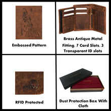 Load image into Gallery viewer, Sassora Genuine Leather RFID Animal Embossed Design Large Notecase