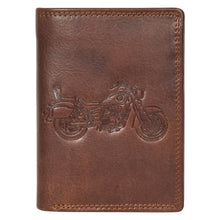 Load image into Gallery viewer, Sassora Genuine Leather RFID Bike Embossed Pattern Large Notecase