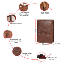 Load image into Gallery viewer, Sassora Genuine Leather RFID Bike Embossed Pattern Large Notecase