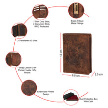 Load image into Gallery viewer, Sassora Genuine Leather RFID Animal Embossed Pattern Notecase Wallet