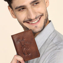 Load image into Gallery viewer, Sassora Premium Leather RFID Notecase Wallet – Soccer Player Embossed Design